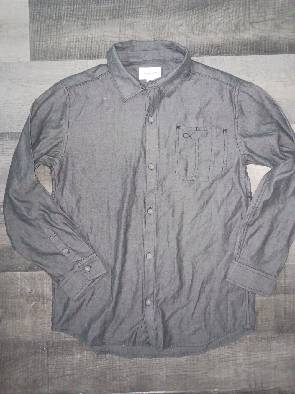 Calvin Klein Boys Grey Button-Down Shirt